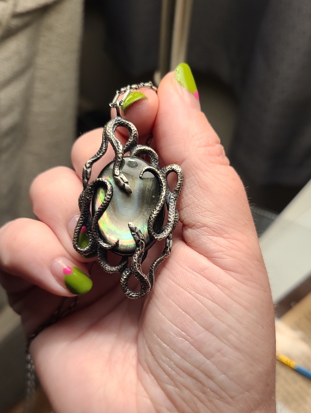 Bloodmilk Black Mother Of Pearl Medusa Necklace